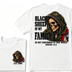 lack Sheep Of My Family Romans 12:2 Bible Verse Skull Hooded EAT.Year T-Shirt, Christian Patriotic Tee