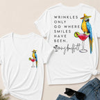 Wrinkles Only Go Where Smiles Have Been – Jimmy Buffett Tribute V-Neck T-Shirt
