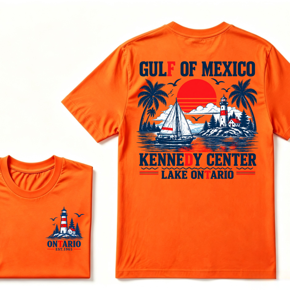 Gulf Of Mexico Kennedy Center Lake Ontario EAT.Year Retro Lighthouse Sailboat Graphic T-Shirt