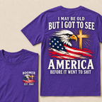 Boomer EST.Year I May Be Old But I Got To See America Vintage Eagle USA Flag T-Shirt