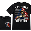 A Veteran Is Someone Who Wrote A Blank Check To America Skull US Flag EST.Year T-Shirt, Veteran Memorial Gift Tee