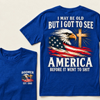 Boomer EST.Year I May Be Old But I Got To See America Vintage Eagle USA Flag T-Shirt